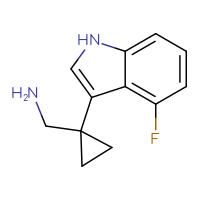Chemical structure of 1-[1-(4-fluoro-1H-indol-3-yl)cyclopropyl]methanamine - CSSB00042537790