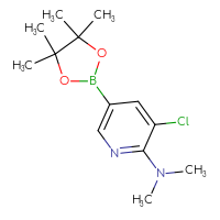 Chemical structure of 3-chloro-N,N-dimethyl-5-(4,4,5,5-tetramethyl-1,3,2-dioxaborolan-2-yl)pyridin-2-amine - CSSB00000727476