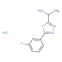 Chemical structure of 1-[5-(3-fluorophenyl)-1,3,4-thiadiazol-2-yl]ethan-1-amine hydrochloride - CSSB14849113408
