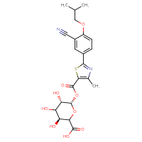 Chemical structure of (3S,5S,6S)-6-{2-[3-cyano-4-(2-methylpropoxy)phenyl]-4-methyl-1,3-thiazole-5-carbonyloxy}-3,4,5-trihydroxyoxane-2-carboxylic acid - CSSB21383134899