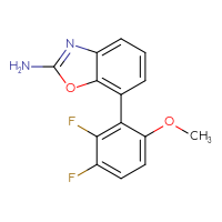Chemical structure of 7-(2,3-difluoro-6-methoxyphenyl)-1,3-benzoxazol-2-amine - CSSB06594918166