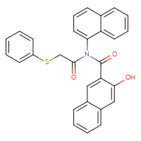Chemical structure of N-(3-hydroxynaphthalene-2-carbonyl)-N-(naphthalen-1-yl)-2-(phenylsulfanyl)acetamide - CSSB21531615098