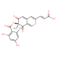 Chemical structure of (2E)-3-[(7S)-7-(2,4-dihydroxy-6-methylbenzoyloxy)-7-methyl-6,8-dioxo-7,8-dihydro-6H-isochromen-3-yl]prop-2-enoic acid - CSSB03549787780