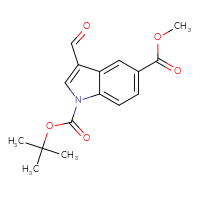Chemical structure of 1-tert-butyl 5-methyl 3-formyl-1H-indole-1,5-dicarboxylate - CSSB00010203501