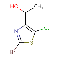 Chemical structure of 1-(2-bromo-5-chloro-1,3-thiazol-4-yl)ethan-1-ol - CSSB21246422259