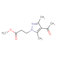 Chemical structure of methyl 3-(4-acetyl-3,5-dimethyl-1H-pyrazol-1-yl)propanoate - CSSB14957030531