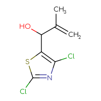 Chemical structure of 1-(2,4-dichloro-1,3-thiazol-5-yl)-2-methylprop-2-en-1-ol - CSSB21246402006