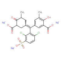 Chemical structure of trisodium 5-[(3-carboxylato-5-methyl-4-oxocyclohexylidene)(2,6-dichloro-3-sulfonatophenyl)methyl]-2-hydroxy-3-methylbenzoate - CSSB20621674675