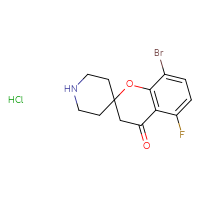Chemical structure of 8-bromo-5-fluoro-3,4-dihydrospiro[1-benzopyran-2,4'-piperidin]-4-one hydrochloride - CSSB00103153537