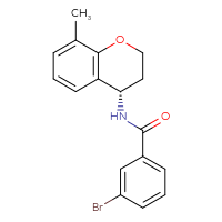 Chemical structure of 3-bromo-N-[(4S)-8-methyl-3,4-dihydro-2H-1-benzopyran-4-yl]benzamide - CSSB01861723905