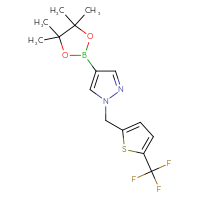 Chemical structure of 4-(4,4,5,5-tetramethyl-1,3,2-dioxaborolan-2-yl)-1-{[5-(trifluoromethyl)thiophen-2-yl]methyl}-1H-pyrazole - CSSB06380344776