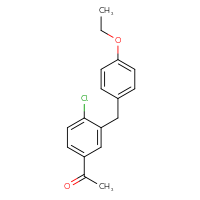 Chemical structure of 1-{4-chloro-3-[(4-ethoxyphenyl)methyl]phenyl}ethan-1-one - CSSB21284860500