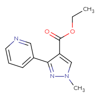 Chemical structure of ethyl 1-methyl-3-(pyridin-3-yl)-1H-pyrazole-4-carboxylate - CSSB01995256618