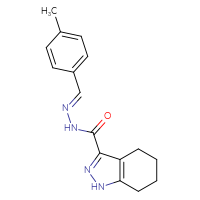 Chemical structure of N'-[(E)-(4-methylphenyl)methylidene]-4,5,6,7-tetrahydro-1H-indazole-3-carbohydrazide - CSSB00132513581