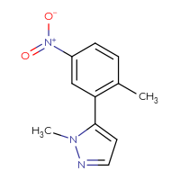 Chemical structure of 1-methyl-5-(2-methyl-5-nitrophenyl)-1H-pyrazole - CSSB06582579390
