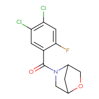 Chemical structure of 5-(4,5-dichloro-2-fluorobenzoyl)-2-oxa-5-azabicyclo[2.2.1]heptane - CSSB06474384628