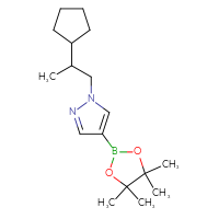 Chemical structure of 1-(2-cyclopentylpropyl)-4-(4,4,5,5-tetramethyl-1,3,2-dioxaborolan-2-yl)-1H-pyrazole - CSSB06638358854