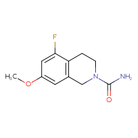 Chemical structure of 5-fluoro-7-methoxy-1,2,3,4-tetrahydroisoquinoline-2-carboxamide - CSSB21432462643