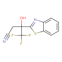 Chemical structure of 3-(1,3-benzothiazol-2-yl)-4,4,4-trifluoro-3-hydroxybutanenitrile - CSSB00000735526