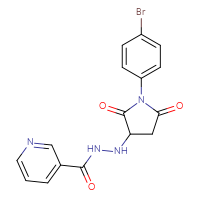 Chemical structure of N'-[1-(4-bromophenyl)-2,5-dioxopyrrolidin-3-yl]pyridine-3-carbohydrazide - CSSB00160339264