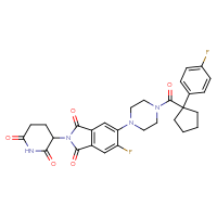 Chemical structure of 2-(2,6-dioxopiperidin-3-yl)-5-fluoro-6-{4-[1-(4-fluorophenyl)cyclopentanecarbonyl]piperazin-1-yl}-2,3-dihydro-1H-isoindole-1,3-dione - CSSB14067064124