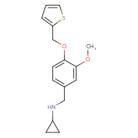 Chemical structure of N-({3-methoxy-4-[(thiophen-2-yl)methoxy]phenyl}methyl)cyclopropanamine - CSSB00046106749