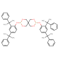 Chemical structure of 3,9-bis[2,4-bis(2-phenylpropan-2-yl)phenoxy]-2,4,8,10-tetraoxa-3,9-diphosphaspiro[5.5]undecane - CSSB02515434846
