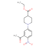Chemical structure of ethyl 1-(3-acetyl-4-nitrophenyl)piperidine-4-carboxylate - CSSB00025732443