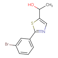 Chemical structure of 1-[2-(3-bromophenyl)-1,3-thiazol-5-yl]ethan-1-ol - CSSB00011720951