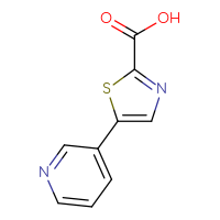 Chemical structure of 5-(pyridin-3-yl)-1,3-thiazole-2-carboxylic acid - CSSB00021304584