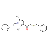 Chemical structure of 2-(benzylsulfanyl)-1-{1-[2-(cyclohex-1-en-1-yl)ethyl]-2,5-dimethyl-1H-pyrrol-3-yl}ethan-1-one - CSSB21332045158