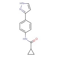 Chemical structure of N-[4-(1H-pyrazol-3-yl)phenyl]cyclopropanecarboxamide - CSSB00000654787