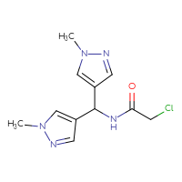 Chemical structure of N-[bis(1-methyl-1H-pyrazol-4-yl)methyl]-2-chloroacetamide - CSSB21332095912