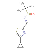 Chemical structure of (S)-N-[(4-cyclopropyl-1,3-thiazol-2-yl)methylidene]-2-methylpropane-2-sulfinamide - CSSB00123571544
