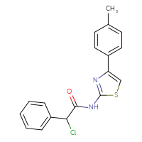 Chemical structure of 2-chloro-N-[4-(4-methylphenyl)-1,3-thiazol-2-yl]-2-phenylacetamide - CSSB00000680794
