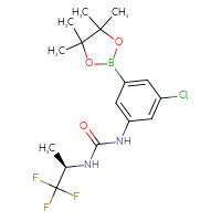 Chemical structure of 1-[3-chloro-5-(4,4,5,5-tetramethyl-1,3,2-dioxaborolan-2-yl)phenyl]-3-[(2R)-1,1,1-trifluoropropan-2-yl]urea - CSSB21245996834