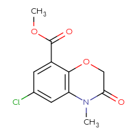 Chemical structure of methyl 6-chloro-4-methyl-3-oxo-3,4-dihydro-2H-1,4-benzoxazine-8-carboxylate - CSSB00016990936