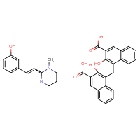 Chemical structure of 3-[2-(1-methyl-1,4,5,6-tetrahydropyrimidin-2-yl)ethenyl]phenol; 4-[(3-carboxy-2-hydroxynaphthalen-1-yl)methyl]-3-hydroxynaphthalene-2-carboxylic acid - CSSB00000146953