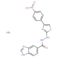 Chemical structure of N'-[4-(4-nitrophenyl)-1,3-thiazol-2-yl]-1H-1,3-benzodiazole-5-carbohydrazide hydrobromide - CSSB00020619524