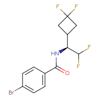 Chemical structure of 4-bromo-N-[(1S)-1-(3,3-difluorocyclobutyl)-2,2-difluoroethyl]benzamide - CSSB09410174585