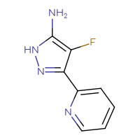 Chemical structure of 4-fluoro-3-(pyridin-2-yl)-1H-pyrazol-5-amine - CSSB00102696851