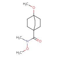 Chemical structure of N,4-dimethoxy-N-methylbicyclo[2.2.2]octane-1-carboxamide - CSSB01045817883