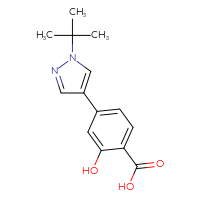 Chemical structure of 4-(1-tert-butyl-1H-pyrazol-4-yl)-2-hydroxybenzoic acid - CSSB02009688899