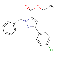 Chemical structure of ethyl 1-benzyl-3-(4-chlorophenyl)-1H-pyrazole-5-carboxylate - CSSB06633781472