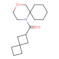 Chemical structure of 1-{spiro[3.3]heptane-2-carbonyl}-4-oxa-1-azaspiro[5.5]undecane - CSSS00048863349