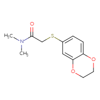 Chemical structure of 2-(2,3-dihydro-1,4-benzodioxin-6-ylsulfanyl)-N,N-dimethylacetamide - CSSB01998093129