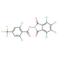 Chemical structure of 4,5,6,7-tetrachloro-1,3-dioxo-2,3-dihydro-1H-isoindol-2-yl 2,6-dichloro-4-(trifluoromethyl)benzoate - CSSB20270760667