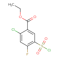 Chemical structure of ethyl 2-chloro-5-(chlorosulfonyl)-4-fluorobenzoate - CSSB00000338345