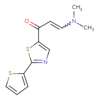 Chemical structure of 3-(dimethylamino)-1-[2-(thiophen-2-yl)-1,3-thiazol-5-yl]prop-2-en-1-one - CSSB02125604457