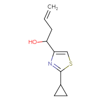 Chemical structure of 1-(2-cyclopropyl-1,3-thiazol-4-yl)but-3-en-1-ol - CSSB00154210019